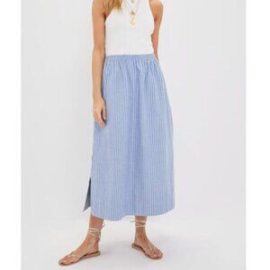 NWT Tuckernuck Blue Stripe Athena Skirt Light Blue Midi Skirt m medium